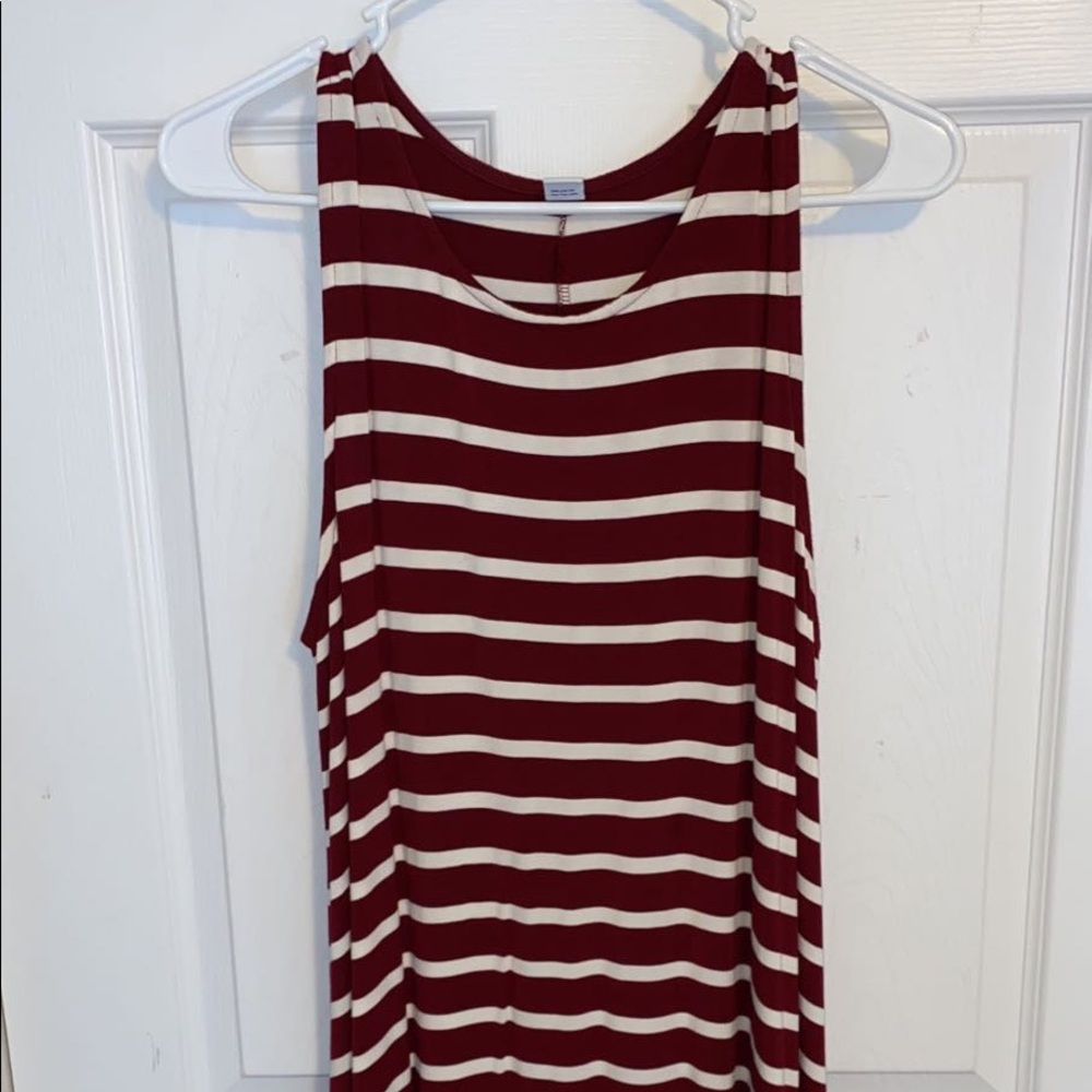 Maroon & White Striped Dress From Old Navy